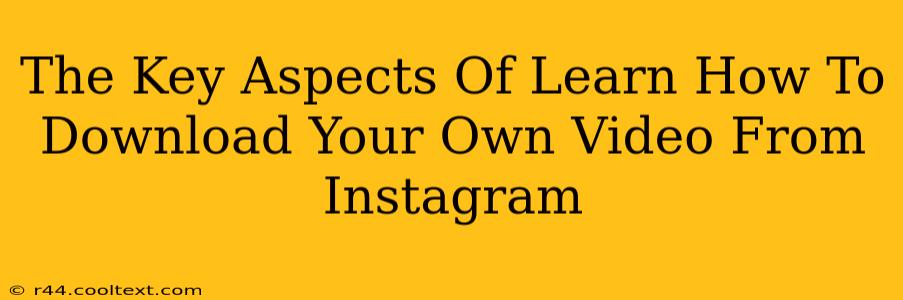 The Key Aspects Of Learn How To Download Your Own Video From Instagram