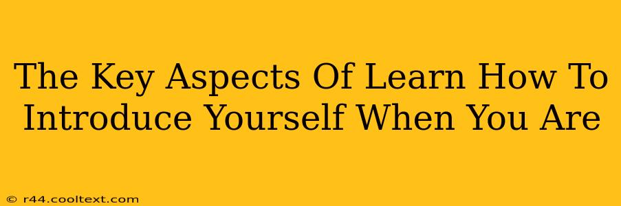 The Key Aspects Of Learn How To Introduce Yourself When You Are