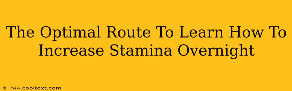 The Optimal Route To Learn How To Increase Stamina Overnight