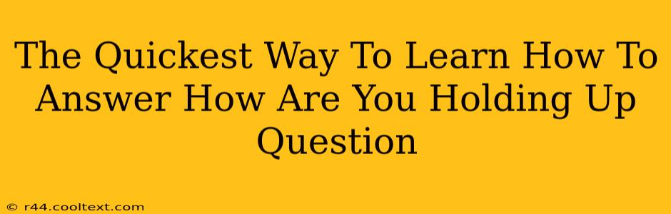 The Quickest Way To Learn How To Answer How Are You Holding Up Question