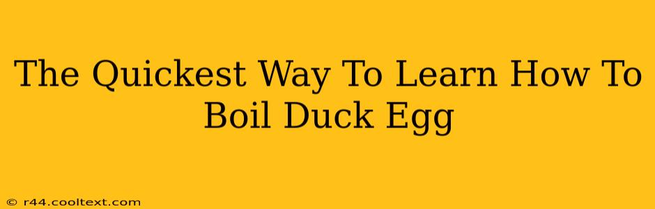 The Quickest Way To Learn How To Boil Duck Egg