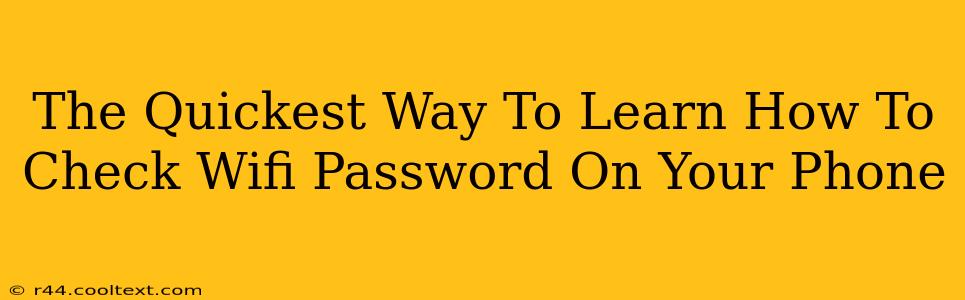 The Quickest Way To Learn How To Check Wifi Password On Your Phone