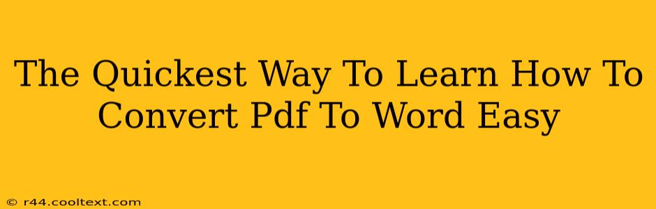 The Quickest Way To Learn How To Convert Pdf To Word Easy