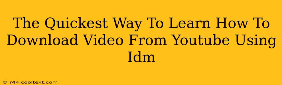 The Quickest Way To Learn How To Download Video From Youtube Using Idm