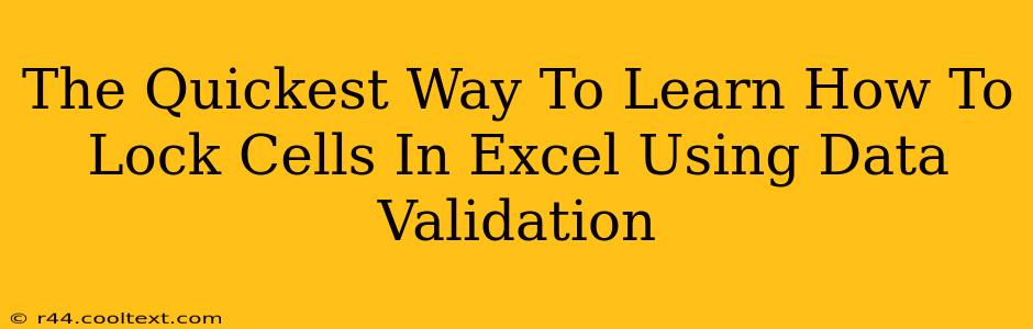 The Quickest Way To Learn How To Lock Cells In Excel Using Data Validation