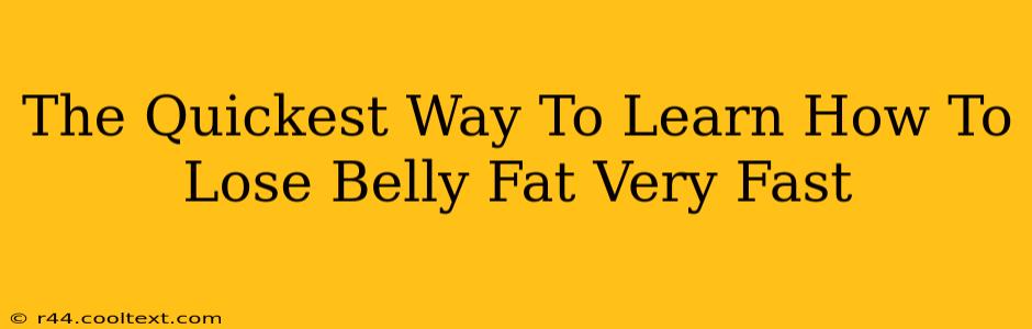 The Quickest Way To Learn How To Lose Belly Fat Very Fast