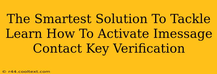 The Smartest Solution To Tackle Learn How To Activate Imessage Contact Key Verification