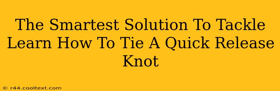 The Smartest Solution To Tackle Learn How To Tie A Quick Release Knot