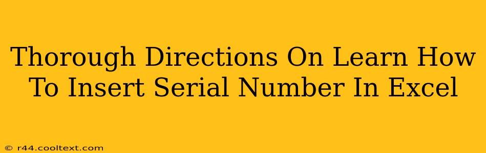 Thorough Directions On Learn How To Insert Serial Number In Excel