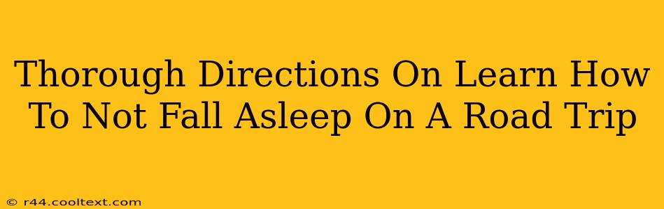 Thorough Directions On Learn How To Not Fall Asleep On A Road Trip