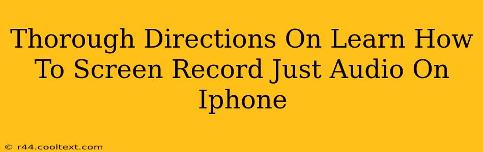 Thorough Directions On Learn How To Screen Record Just Audio On Iphone