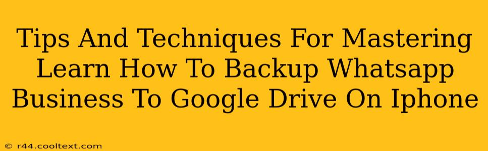 Tips And Techniques For Mastering Learn How To Backup Whatsapp Business To Google Drive On Iphone