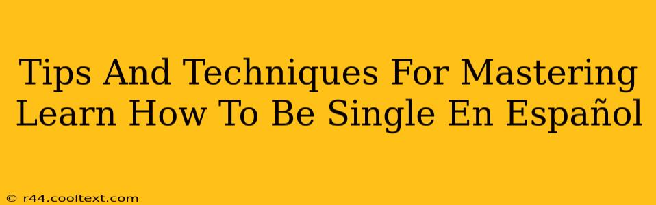 Tips And Techniques For Mastering Learn How To Be Single En Español