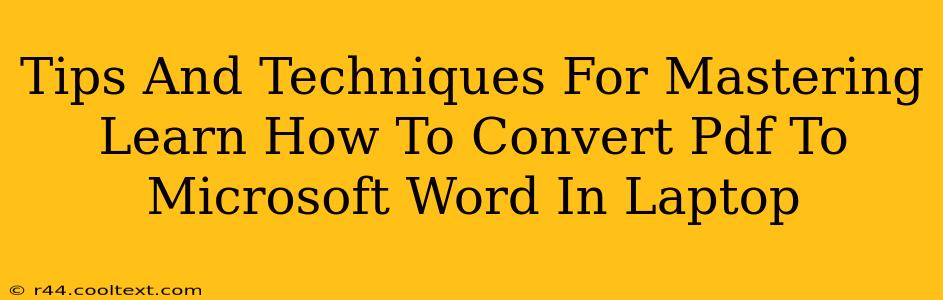 Tips And Techniques For Mastering Learn How To Convert Pdf To Microsoft Word In Laptop