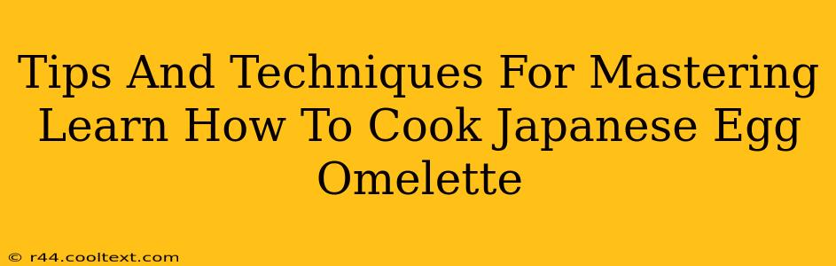 Tips And Techniques For Mastering Learn How To Cook Japanese Egg Omelette