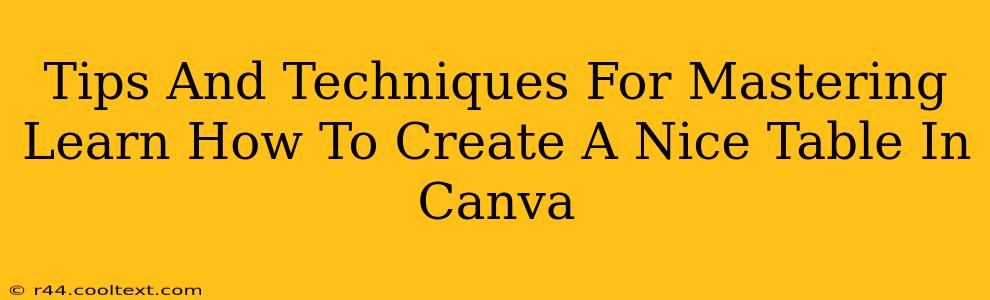 Tips And Techniques For Mastering Learn How To Create A Nice Table In Canva