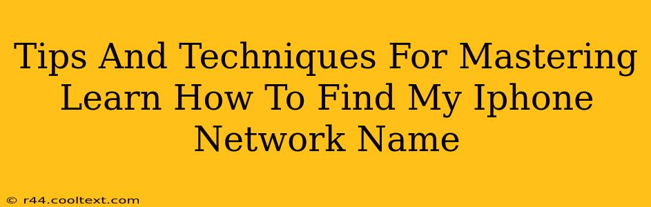 Tips And Techniques For Mastering Learn How To Find My Iphone Network Name