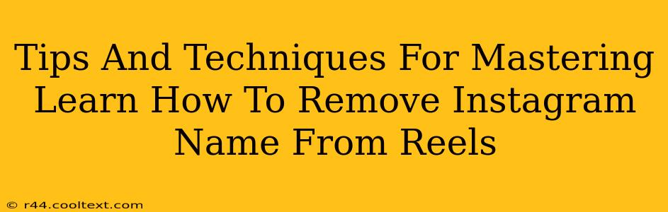 Tips And Techniques For Mastering Learn How To Remove Instagram Name From Reels