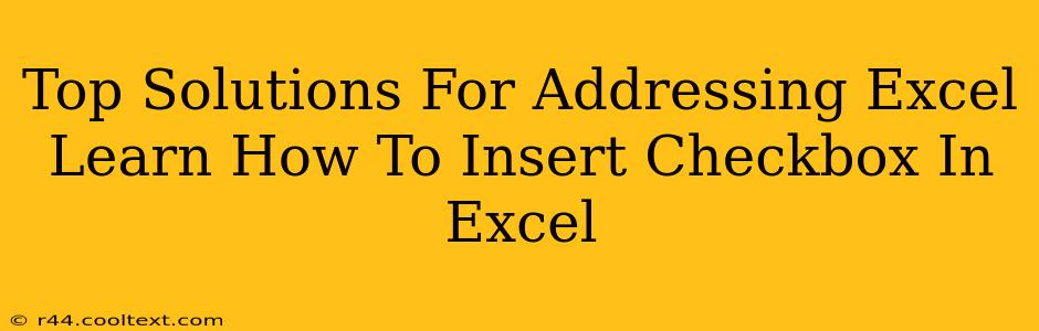 Top Solutions For Addressing Excel Learn How To Insert Checkbox In Excel