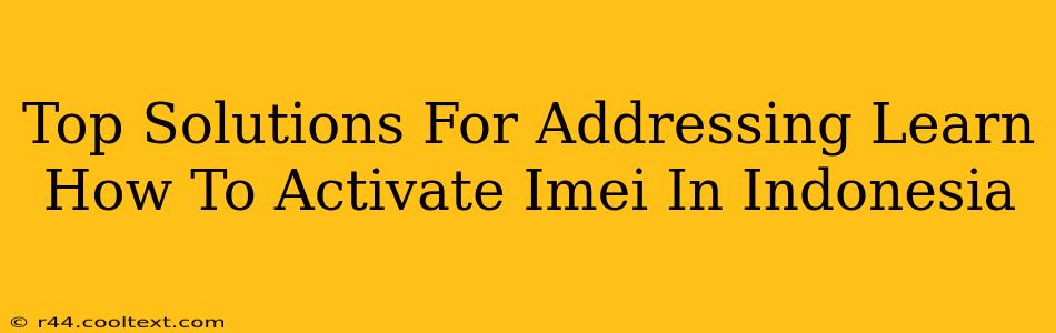 Top Solutions For Addressing Learn How To Activate Imei In Indonesia