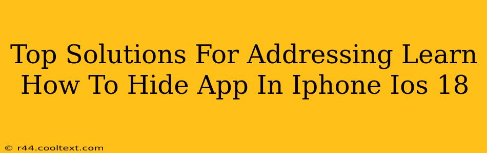 Top Solutions For Addressing Learn How To Hide App In Iphone Ios 18