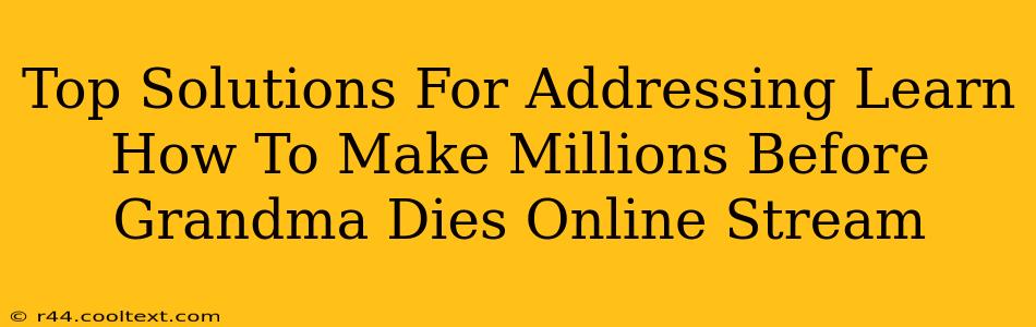 Top Solutions For Addressing Learn How To Make Millions Before Grandma Dies Online Stream