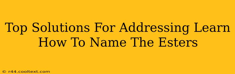 Top Solutions For Addressing Learn How To Name The Esters