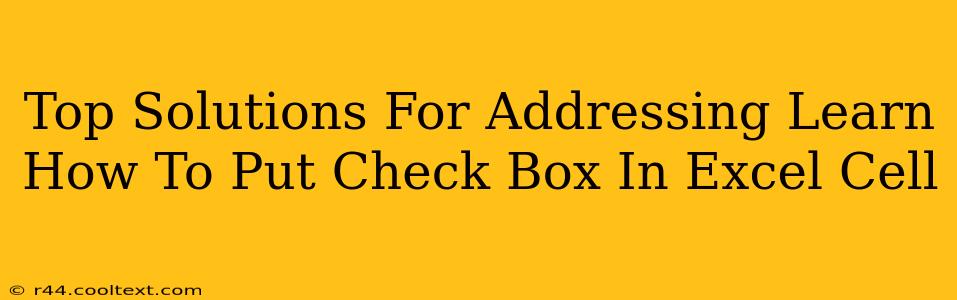 Top Solutions For Addressing Learn How To Put Check Box In Excel Cell