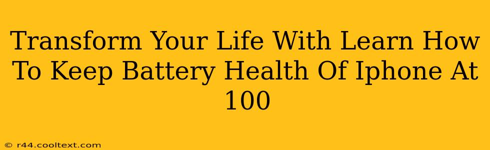 Transform Your Life With Learn How To Keep Battery Health Of Iphone At 100