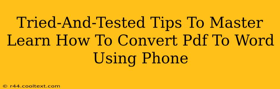 Tried-And-Tested Tips To Master Learn How To Convert Pdf To Word Using Phone