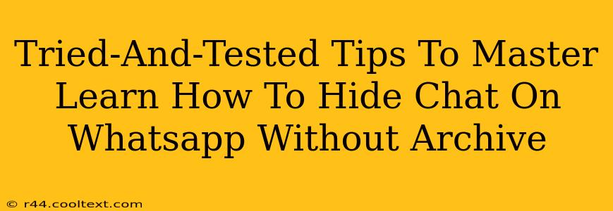 Tried-And-Tested Tips To Master Learn How To Hide Chat On Whatsapp Without Archive