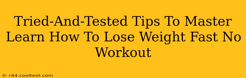 Tried-And-Tested Tips To Master Learn How To Lose Weight Fast No Workout