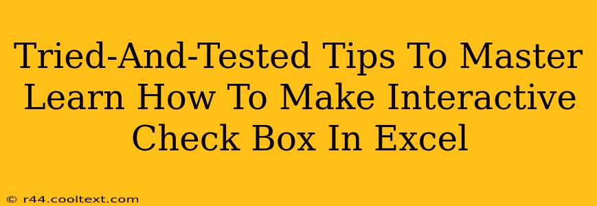 Tried-And-Tested Tips To Master Learn How To Make Interactive Check Box In Excel