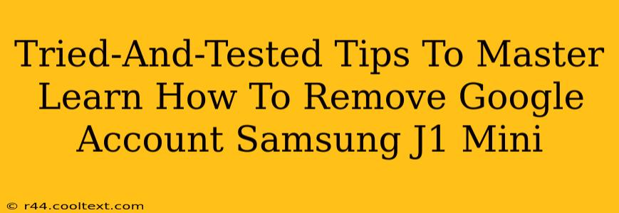 Tried-And-Tested Tips To Master Learn How To Remove Google Account Samsung J1 Mini