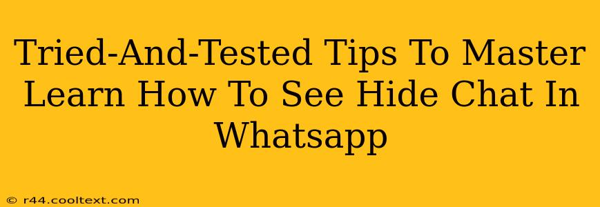 Tried-And-Tested Tips To Master Learn How To See Hide Chat In Whatsapp