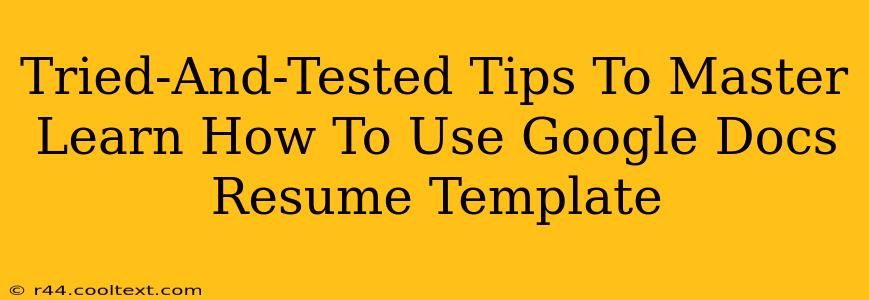 Tried-And-Tested Tips To Master Learn How To Use Google Docs Resume Template