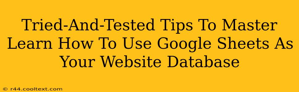 Tried-And-Tested Tips To Master Learn How To Use Google Sheets As Your Website Database