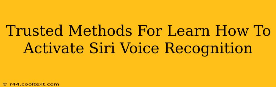 Trusted Methods For Learn How To Activate Siri Voice Recognition