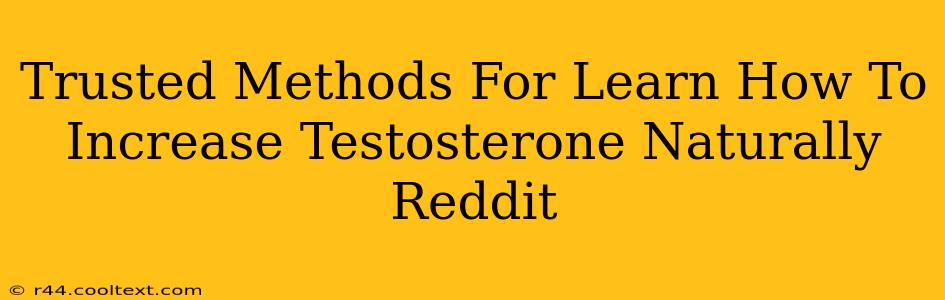 Trusted Methods For Learn How To Increase Testosterone Naturally Reddit