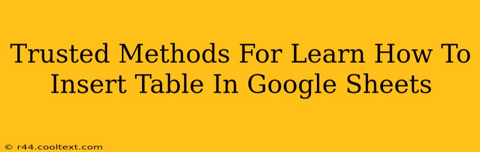 Trusted Methods For Learn How To Insert Table In Google Sheets