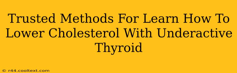 Trusted Methods For Learn How To Lower Cholesterol With Underactive Thyroid