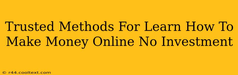 Trusted Methods For Learn How To Make Money Online No Investment