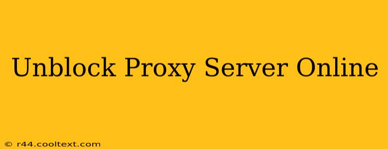 Unblock Proxy Server Online