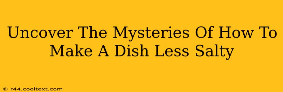 Uncover The Mysteries Of How To Make A Dish Less Salty