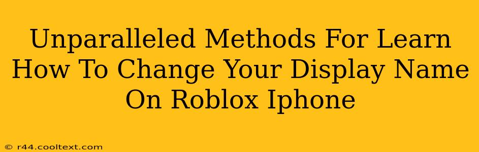 Unparalleled Methods For Learn How To Change Your Display Name On Roblox Iphone