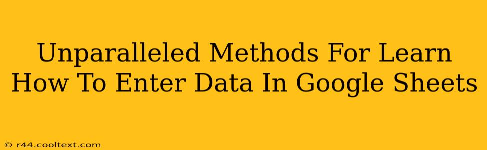 Unparalleled Methods For Learn How To Enter Data In Google Sheets