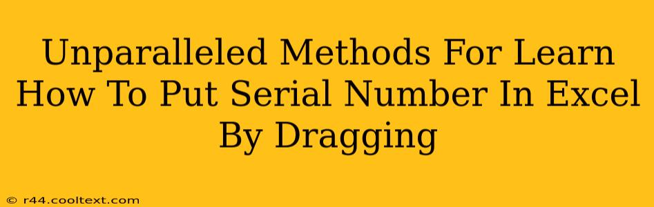 Unparalleled Methods For Learn How To Put Serial Number In Excel By Dragging