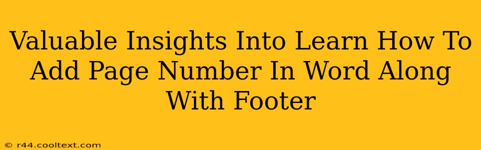 Valuable Insights Into Learn How To Add Page Number In Word Along With Footer