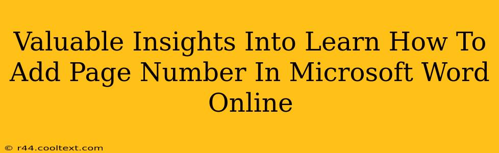 Valuable Insights Into Learn How To Add Page Number In Microsoft Word Online