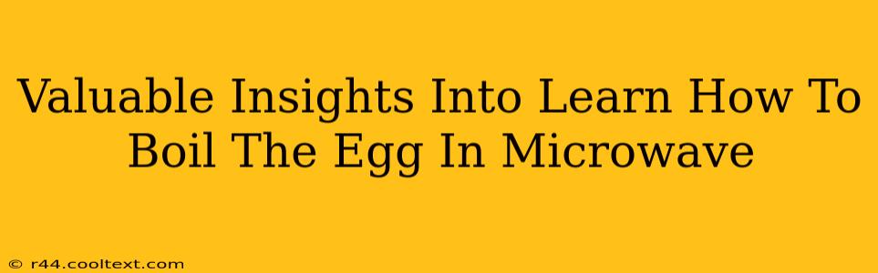 Valuable Insights Into Learn How To Boil The Egg In Microwave